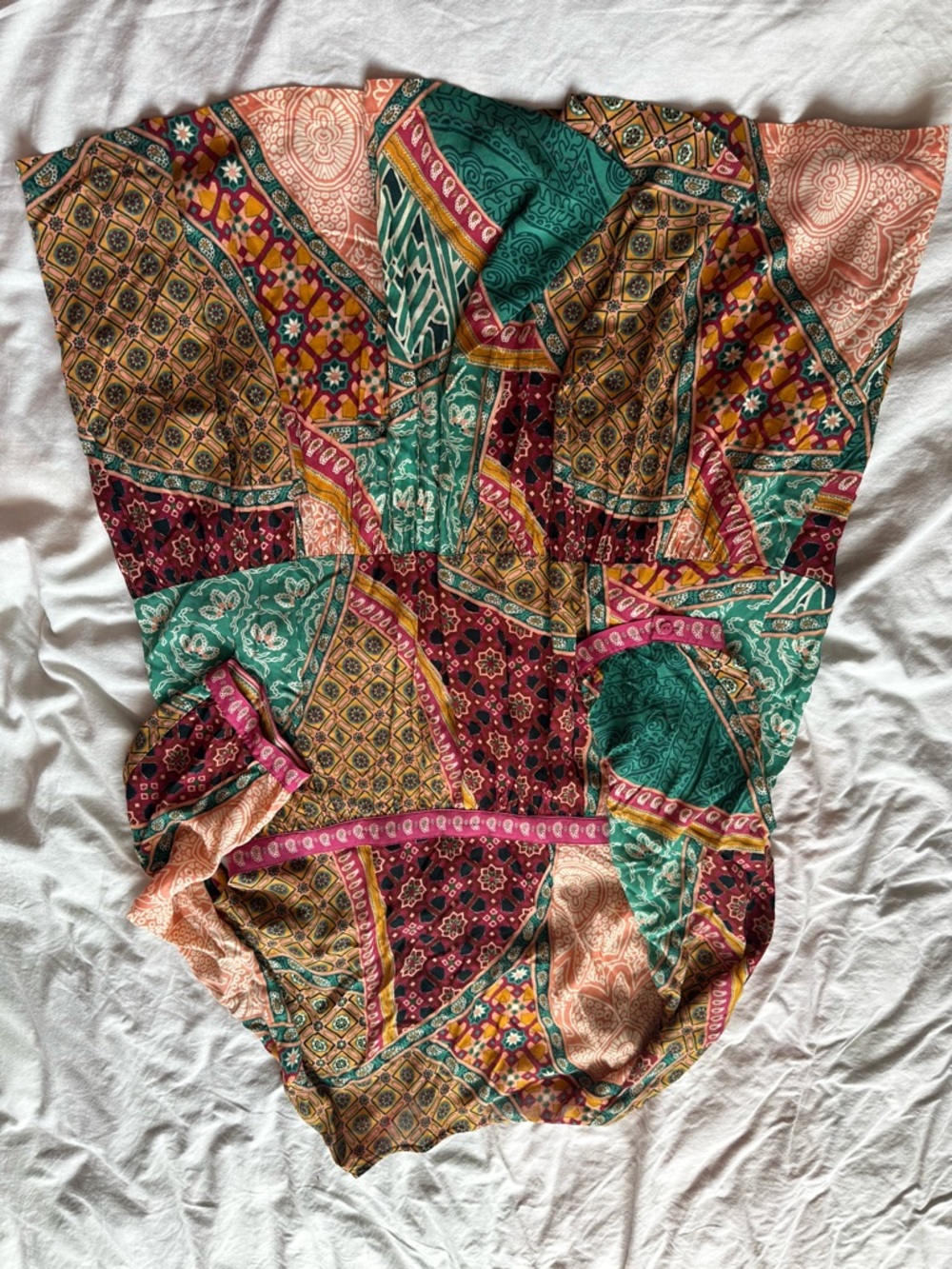 Ba&sh Fingston Patchwork Mini Dress Multicolor Boho Print L / US 8 - Picture 10 of 16